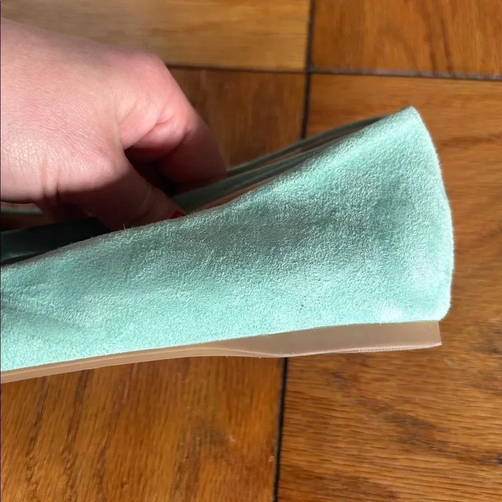 JCrew “Anya/CeCe” Italian Made Mint Turquoise Leather Suede Ballet Flats Size 7